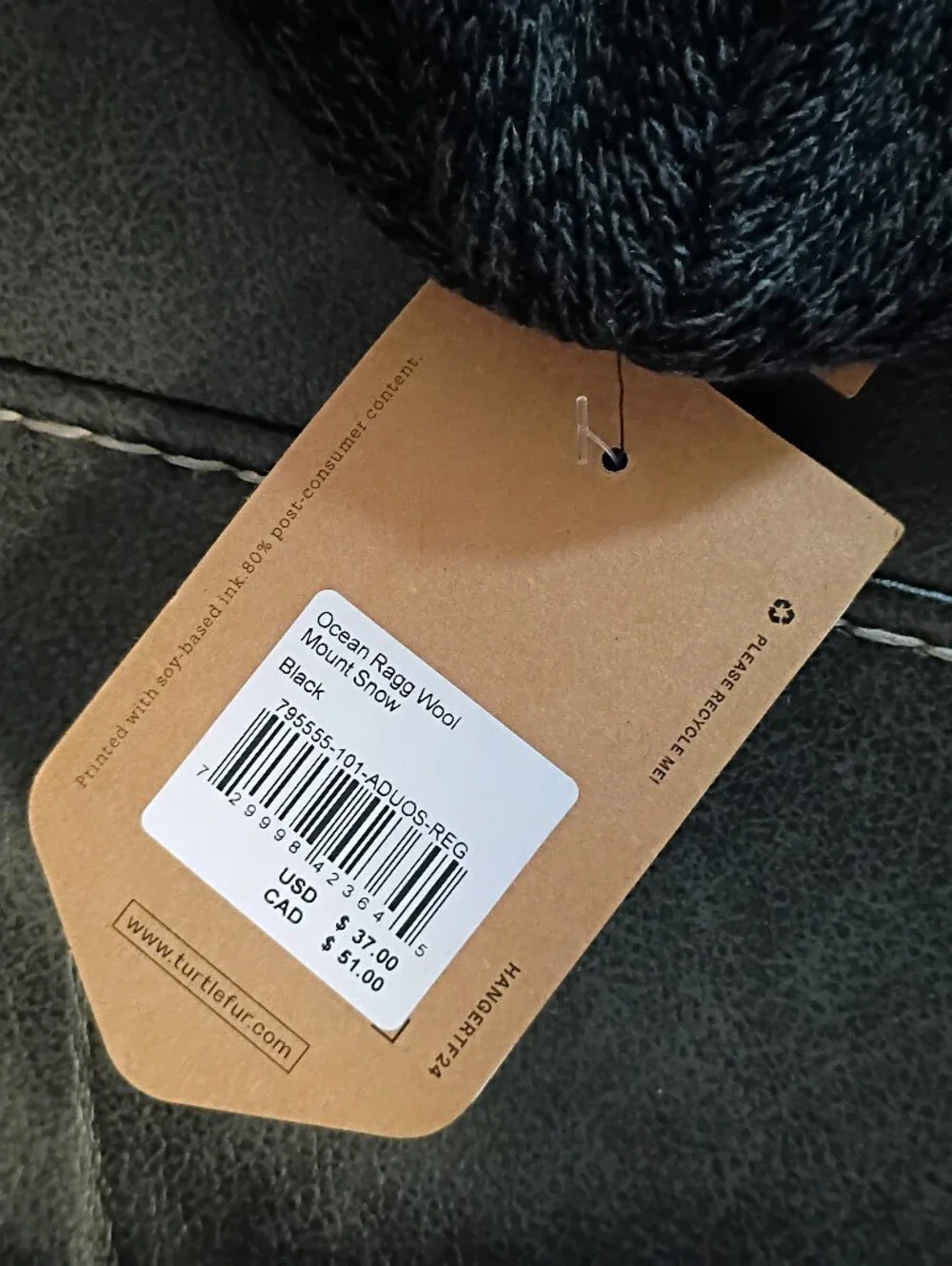 Turtle Fur Charcoal Snowflake Knit Beanie